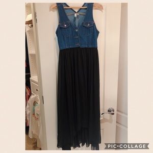 Illusion Dress with Denim and Black Mesh